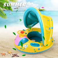 MTEVOTX Bouée de piscine gonflable pour bébé, siège de bébé avec pare-soleil réglable, Bouée Bébé de 6 à 36 Mois, PoignéE