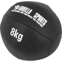 Médecine Ball Gorilla Sports - Cuir Synthétique - 8 kg - Fitness - Adulte - Noir