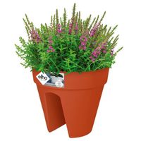 Pot de fleurs rond pour balcon 29 x 26 cm Jardinière en plastique Bac à fleurs pour jardin extérieur