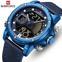 NAVIFORCE hommes Top montre de luxe mode étanche en cuir LED numérique Quartz montre-bracelet pour hommes