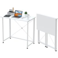 Bureau Pliable Moderne - Armature en métal blanc - Table Bureau Informatique- 80x45x74cm - blanc