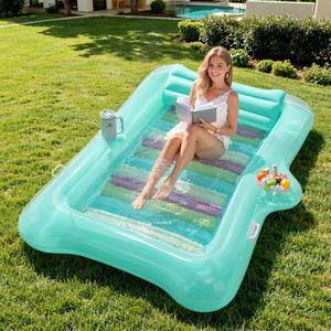 Bouée Gonflable pour Adultes en PVC,Matelas de Piscine Gonflable avec Bac à Glaçons & Porte-Gobelets,Chaise de Piscine Longue - Jeux - Jouets