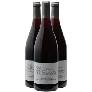VIN ROUGE Bourgogne Hautes Côtes de Beaune Rouge 2021 - Lot de 3x75cl - Domaine Berger-Rive - Vin AOC Rouge de Bourgogne