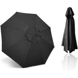 TOILE DE PARASOL Toile de rechange pour parasol anti-UV - Housse de remplacement pour parasol de terrasse - Noir