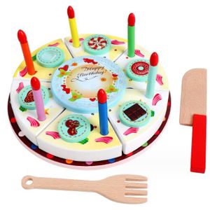 DINETTE - CUISINE Set de découpe de gâteau d'anniversaire en Bois pour Enfants à partir de 1 an Jouet Créatif Cuisine Multicolore