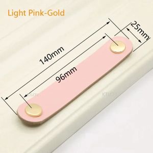 CHARNIÈRE - PAUMELLE Lignt Pink-Gold 96 mm - Poignée de porte d'armoire en cuir, Anti-collision pour garde-robe pour enfants, poig