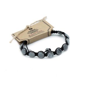 Bracelet Shamballa Macramé - Cordon Noir, Perles Hématite Et Cristal Bleu Facetté