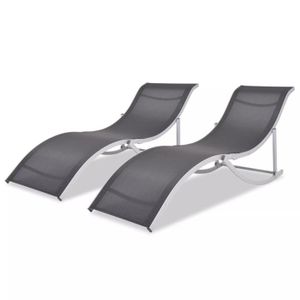 CHAISE LONGUE Chaises longues pliantes - HB43654 - Aluminium et Textilène - Noir - Pliable