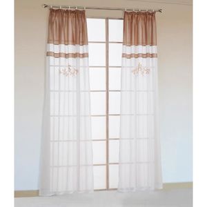 1Pi/èce Rideau Voilage Impression Fleurs D/écoration de Fen/être Chambre//Salon//Balcon LxH 150x145cm, Marron//Gris-Rideau /à Galon Fronceur