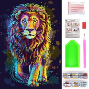 Diy Broderie Diamond Painting By Number Kits Chien Terre-Neuve Noir Debout Dans Le Jardin Style Animal Perceuse Carrée 50X60Cm Soulager L'Anxiété Et Explorer La Créativité