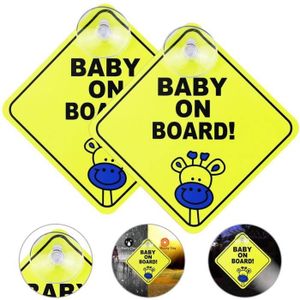 Sticker voiture de prévention enfant Bébé à bord - 22 x 12 cm - Gris