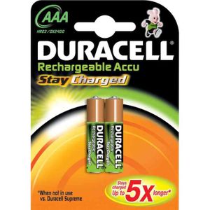 PILES Duracell 2 Piles Rechargeables AAA / HR03 900mAh
