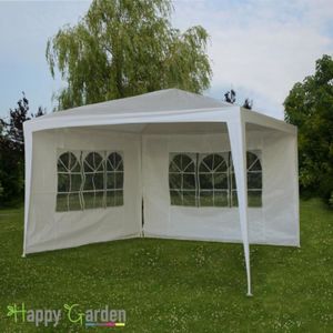 TONNELLE - BARNUM Tente de réception - HAPPY GARDEN - 3x3m - Autoportante - Blanche - Solide