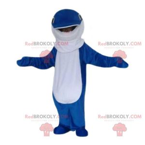 DÉGUISEMENT - PANOPLIE Mascotte de dauphin bleu et blanc, costume de pois