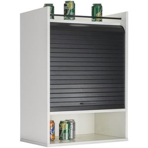 ÉLÉMENTS HAUT Meuble de rangement de cuisine à rideau - TOUSMESMEUBLES - LUKE - Porte(s) - Blanc et noir - L 54 x l 36 x H 77