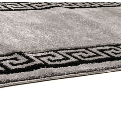 Tapis De Couloir Moderne Et Frisé 80x300 Grisnoir 7419a