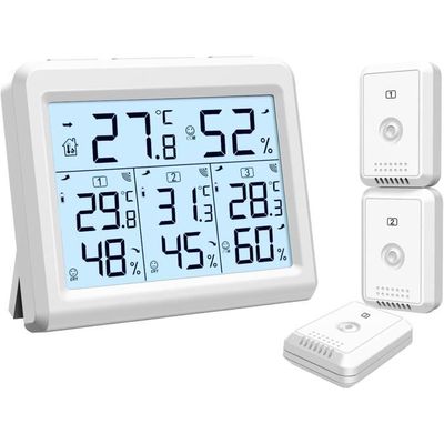 Thermomètre Hygromètre avec Capteurs Extérieur , Rétroéclairage et
