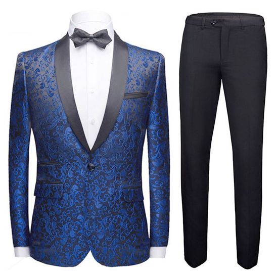 zwart slim fit smoking met sjaal kraag
