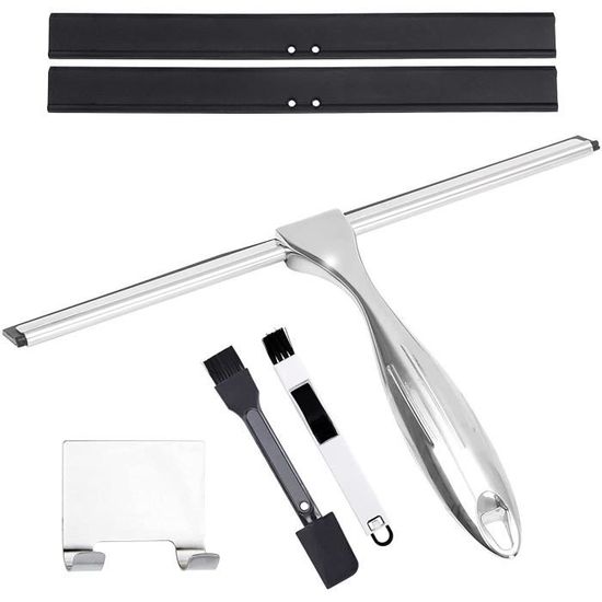 Raclette De Douche Inox Chromé – Avec Support Mural Inclus, Anti-calcaire
