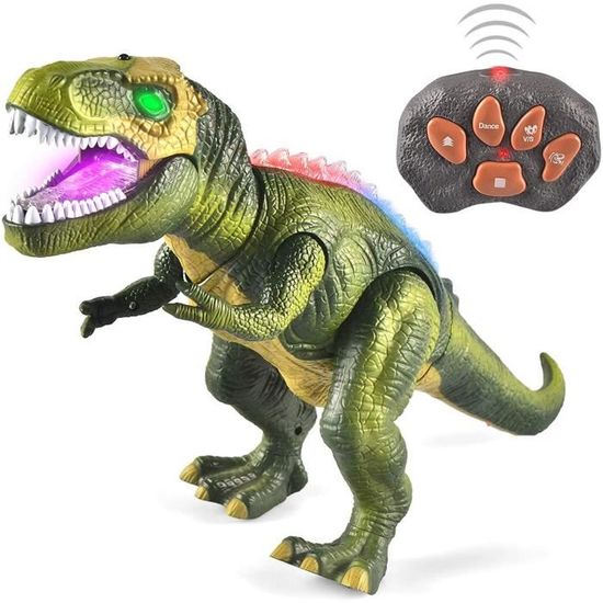 zjhukfmc Dinosaure Télécommandé - Dinosaure RC avec Rugissement et Crache Lumière | Figurine RC Réaliste Jeu Garçons Filles Anniversaire Noël Cadeaux Fêtes