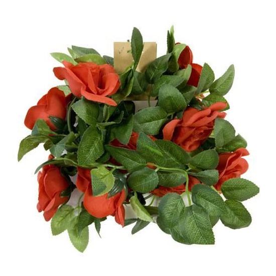 Guirlande De Roses Artificielles 1,8 M - Soie Et Fil Métallique - Décoration Mariage, Maison, Fête - Couleur Orange - 13