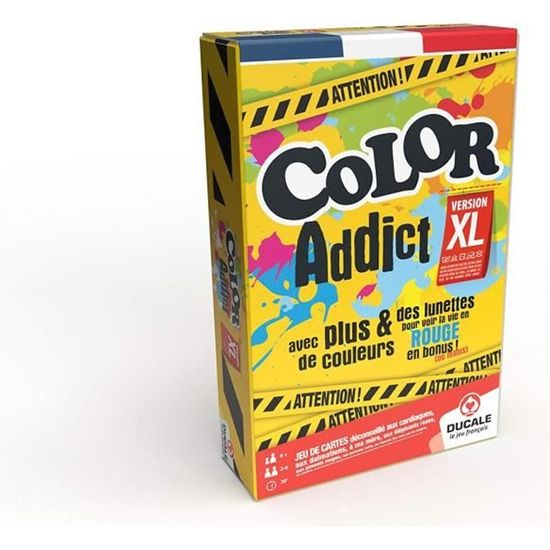 Jeu de cartes Color Addict XL - DROLES DE JEUX - Ambiance et rapidité - Lunettes rouges