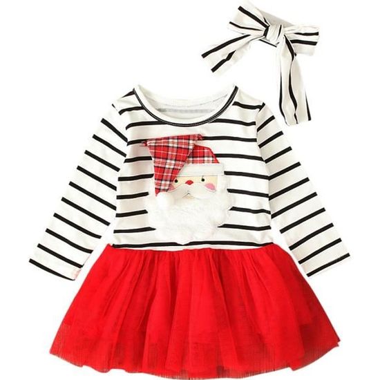 ROBE 0-24 Mois Bébé Fille Robe Noël Manche Courte Mousseline Tutu Body