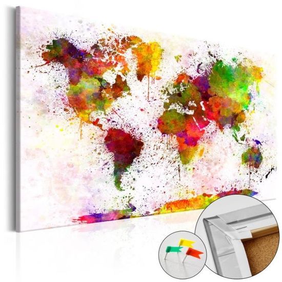 Tableau En Liège carte Du Monde - Rainbow Map 40 X 60 Cm - Paris Prix 40  x 60 cm Multicolore - Cdiscount Maison