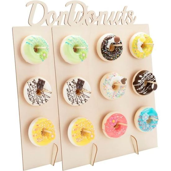 4 Supports à Beignets En Bois - Présentoir Mural Réutilisable Fêtes