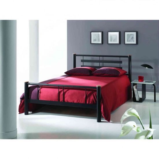 lit en metal noir 140x190 lt4004 noir fabrique en france terre de nuit cdiscount maison