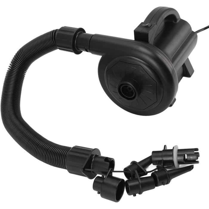 Pompe à Air électrique 600W – 5 Buses Incluses – Pour Matelas Gonflables, Canapés, Piscines – Noir – Portative Et Puissante