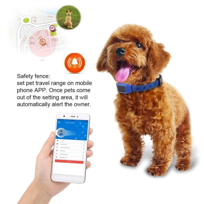 Mini Animal de Compagnie GPS Imperméable Traqueur de Chien Suivi de Collier en Temps Réel Repère de Sécurité Finder (Bleu)