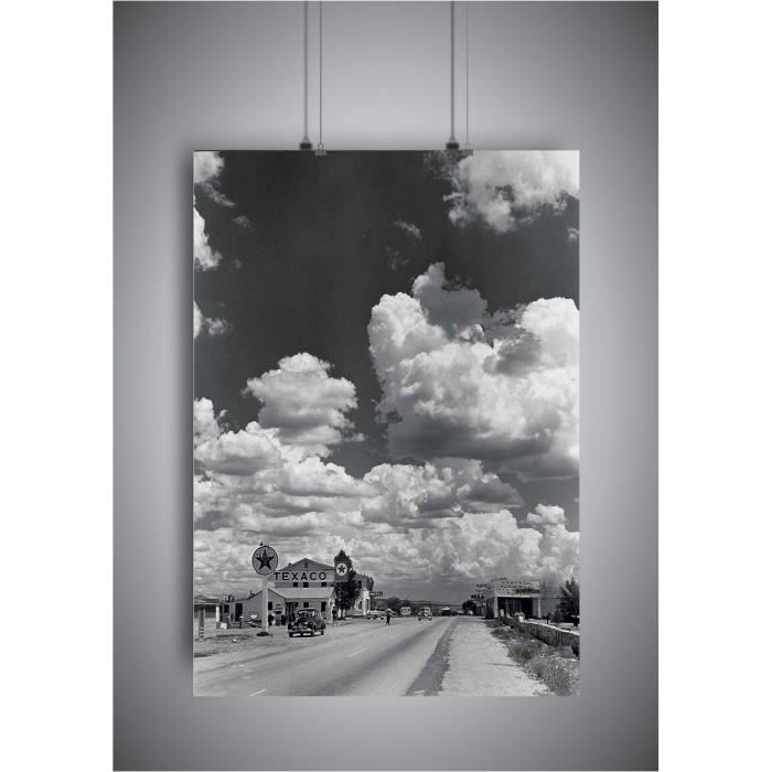 Poster Station Route 66 états unis wall art B&W - A4 (21x29,7cm)