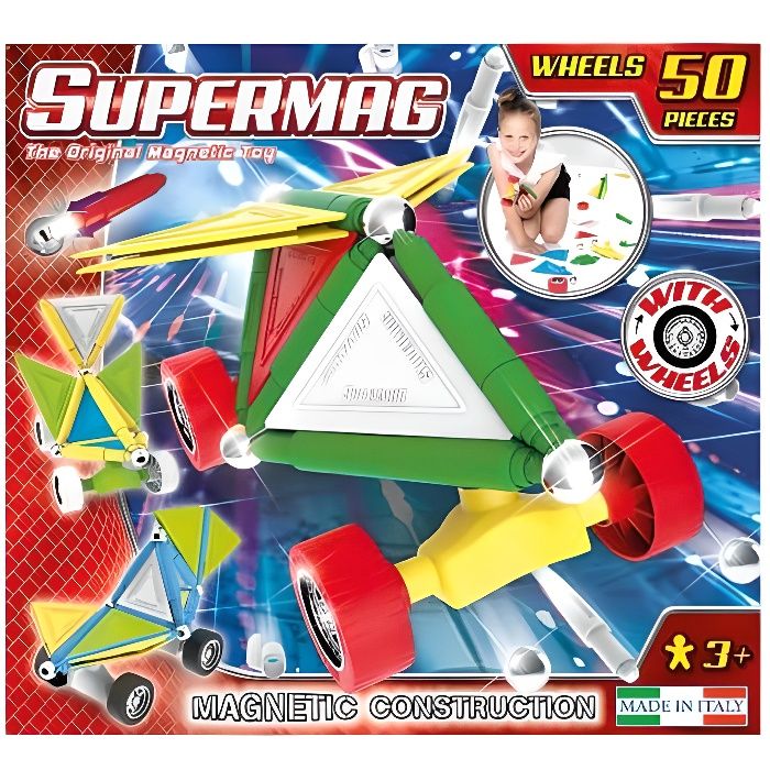 Supermag Wheels - 50 pièces - Construction magnétique