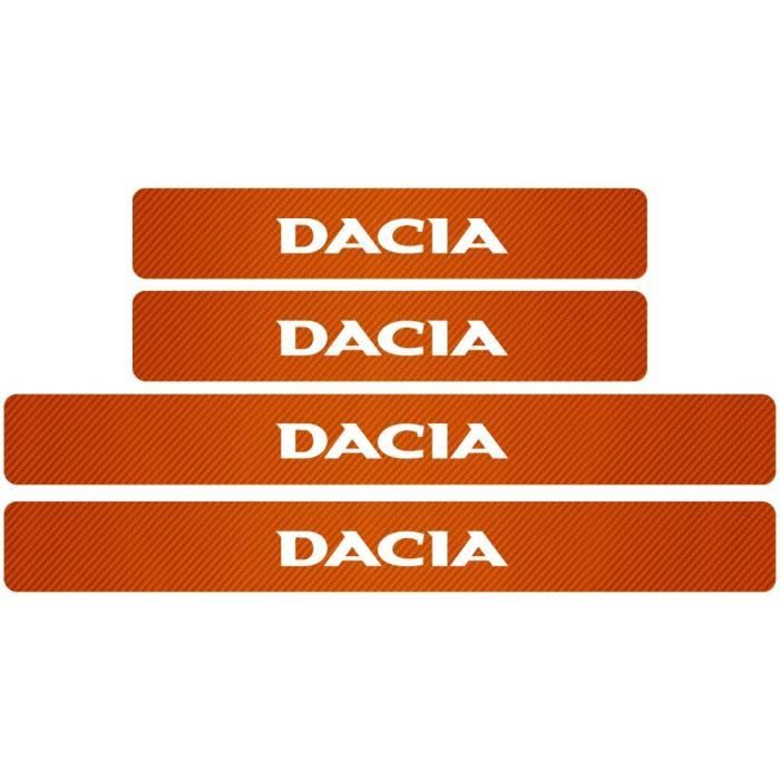 Orange -Autocollants de protection en Fiber de carbone pour seuil de porte de voiture, 4 pièces, emblème Dacia pour Renault DACIA Du