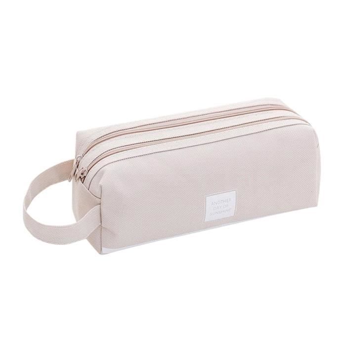Trousse scolaire,Filles Trousse Mignonne Stylo Sac De Rangement 2 Compartiments maquillage Porte Monnaie Pour Les - Type Gris clair