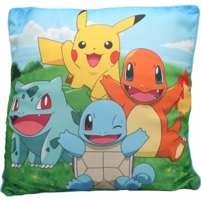 Équipe de Démarrage - Coussin 40 x 40 cm - Pokémon - Enfants Oreiller Décoratif