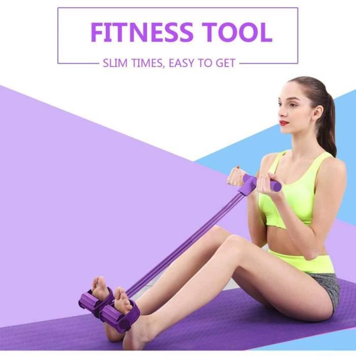 Lot de 4 Bandes de résistance Multifonction pour Exercices de Jambes, Yoga, Fitness, pédale de Traction pour Pieds Assis Musculation