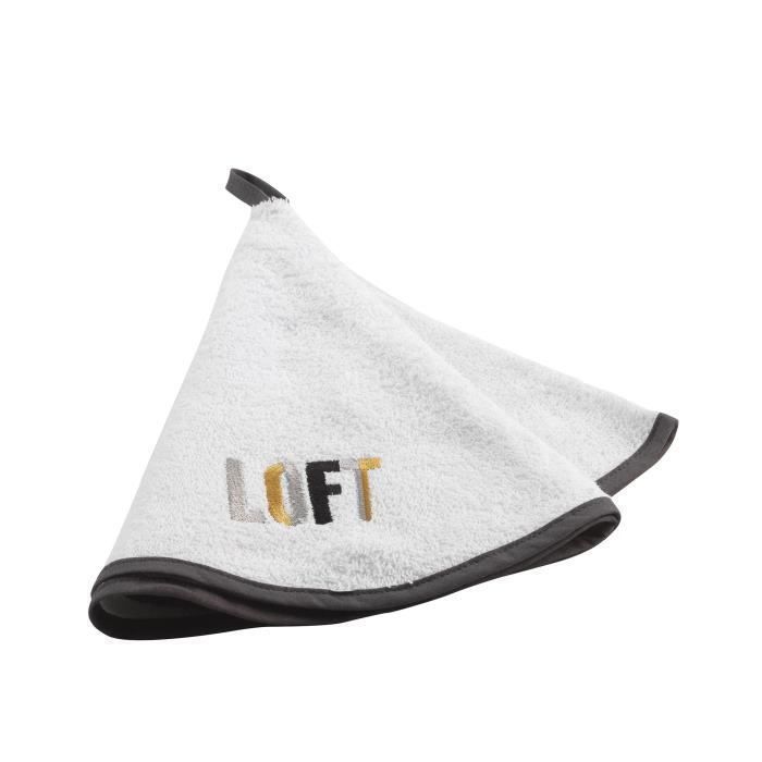 CDaffaires Essuie-main rond (0) 60 cm eponge brodee loft urbain Gris