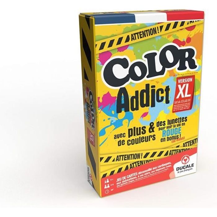 Color Addict XL - jeu de cartes ambiance et rapidité - avec lunettes rouges - Jeux de société famille, amis, enfant