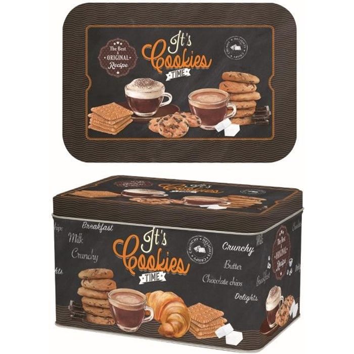 BOITE A BISCUITS EN METAL 22 X14 X 13 CM DECOR IT'S COOKIES TIME - EASYLIFE