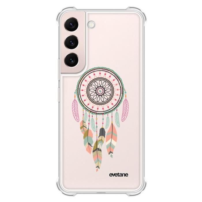 Coque souple renforcée pour Samsung Galaxy S22 5G - EVETANE - Modèle : Attrape rêve pastel