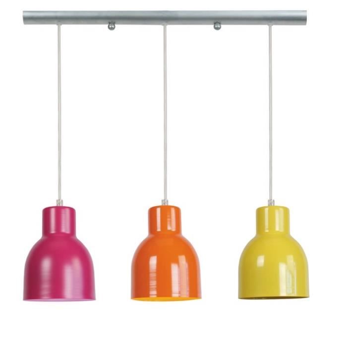 TOSEL Lustre 3 lumières - luminaire intérieur - acier multicolore - Style inspiration nordique - H80cm L60cm P60cm