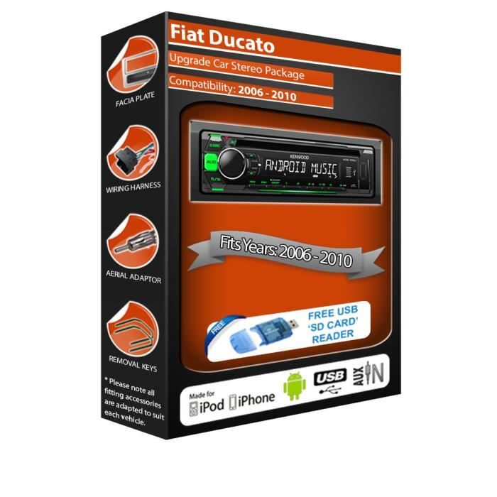 Fiat Ducato car stereo radio, Kenwood CD MP3 Player with Front USB AUX In