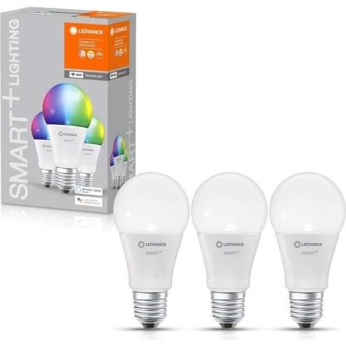 Smart+ WIFI LOT DE 3 AMPOULES STANDARD 75W E27 COULEURS CHANGEANTES