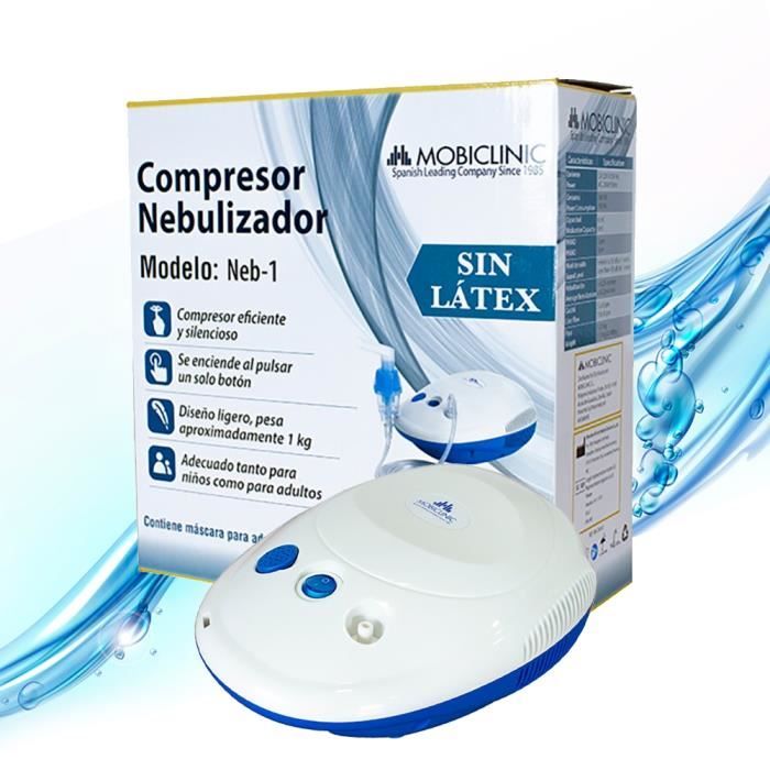 Mini nébuliseur avec compresseur | Blanc et Bleu | Neb-1 | Mobiclinic