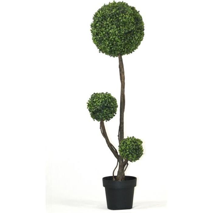 Arbre artificiel buis topière 3 boules extérieur anti- uv Hauteur 120 cm
