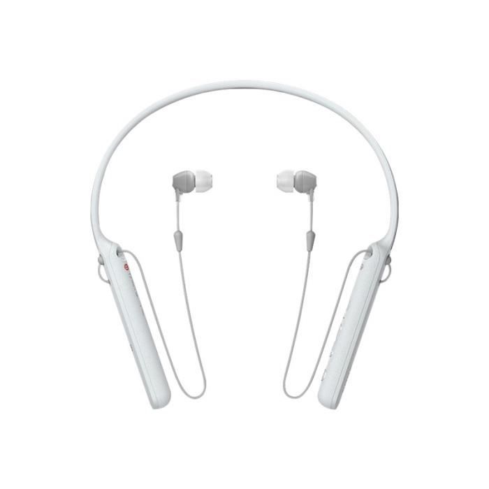 Sony WI-C400 Écouteurs avec micro intra-auriculaire montage derrière le cou sans fil Bluetooth NFC* blanc