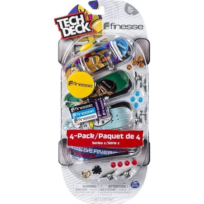 FINGER SKATE - TECH DECK - PACK 4 FINGER SKATES - 6028815 - Authentique Planches à roulettes à customiser 96 mm - Modèle aléatoire