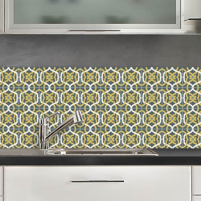 CREDENCE ADHESIVE TALINN VERT ET JAUNE 40X100 CM